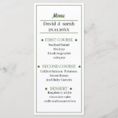 Eenvoudig groen bruiloft diner menu (Voorkant)