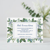 Eenvoudig groen Bruiloft Hotel Accommodaties Informatiekaartje (Staand voorkant)