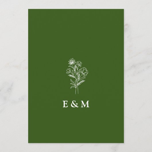 Eenvoudig groen bruiloft menu (Achterkant)