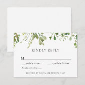 Eenvoudig groen Bruiloft Reactie Kaart (Voorkant / Achterkant)