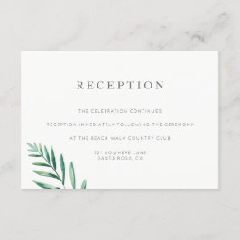 Eenvoudig groen Bruiloft Receptie Kaart