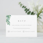 Eenvoudig groen bruiloft RSVP Kaart (Staand voorkant)