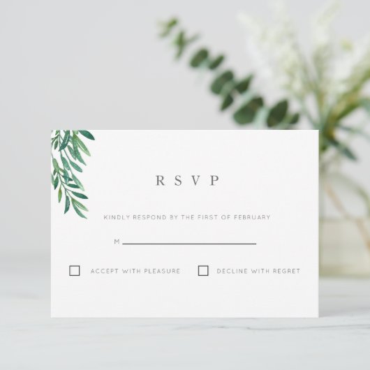 Eenvoudig groen bruiloft RSVP Kaart (Staand voorkant)