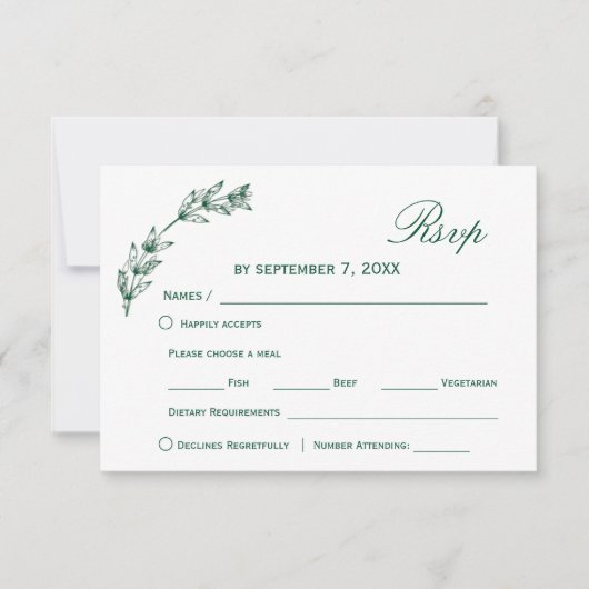 Eenvoudig groen bruiloft RSVP |Script-lettertype (Voorkant)