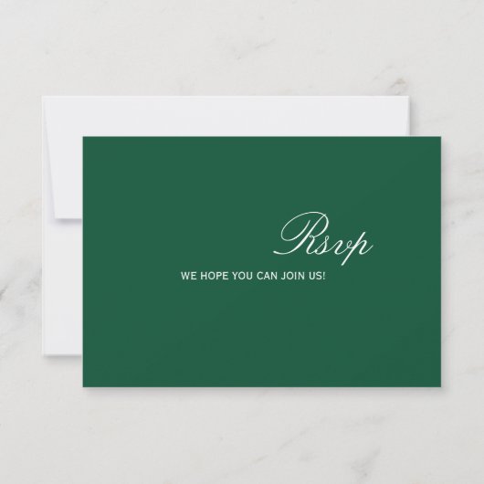 Eenvoudig groen bruiloft RSVP |Script-lettertype (Achterkant)