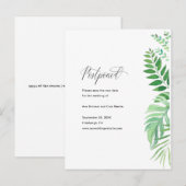 Eenvoudig groen bruiloft uitstel aankondigingskaart (Voorkant / Achterkant)