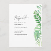 Eenvoudig groen bruiloft uitstel aankondigingskaart (Voorkant)