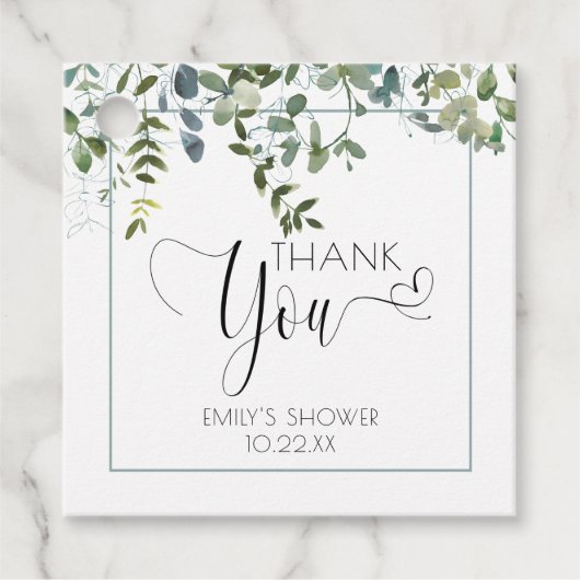 Eenvoudig groen dank u Baby shower Bedankjes Labels (Voorkant)