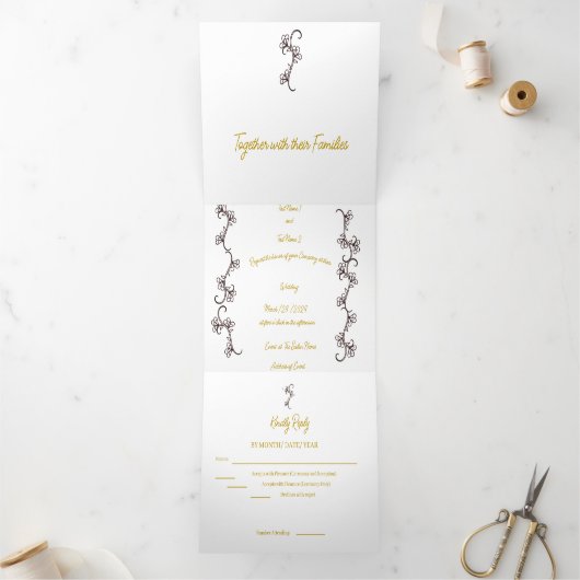 eenvoudig groen drieluik uitnodiging (Binnen)