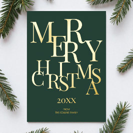 Eenvoudig groen Elegant Minimalistisch Vrolijk Ker Folie Feestdagenkaart