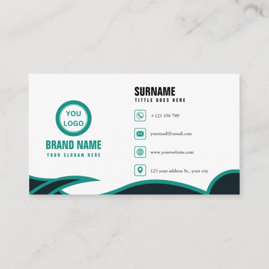 Eenvoudig groen Elegant Visitekaartje (Achterkant)