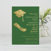 Eenvoudig Groen en Goud Afstudeerfeest Kaart (Staand voorkant)