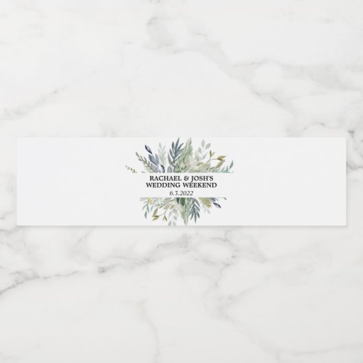 Eenvoudig groen- en olievraaghuwelijk waterfles etiket (Enkel label)