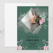 Eenvoudig groen en roze Bewaar de datum Kaart (Voorkant / Achterkant)