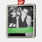 Eenvoudig groen en wit, aangepast kerstfeest metalen ornament (Links)