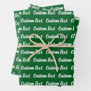 Eenvoudig groen en wit cursief tekstpatroon inpakpapier vel