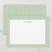 Eenvoudig groen en wit Gingham gepersonaliseerd Bedankkaart (Voorkant / Achterkant)