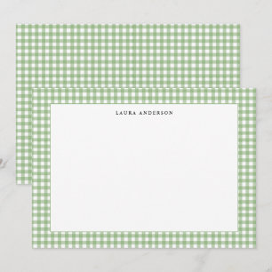 Eenvoudig groen en wit Gingham gepersonaliseerd  Bedankkaart