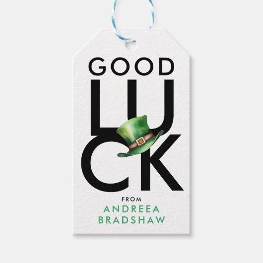 Eenvoudig groen en wit St. Patrick's Day Pet Cadeaulabel (Voorkant)