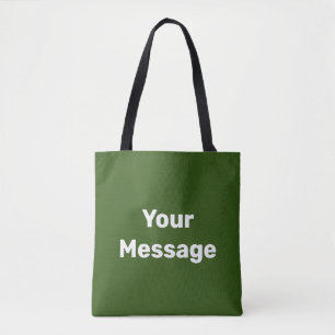 Eenvoudig Groen en Wit Uw Bericht Tekst Sjabloon Tote Bag