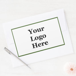 Eenvoudig Groen en Wit Uw Logo Hier Sjabloon Rechthoekige Sticker