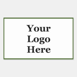 Eenvoudig Groen en Wit Uw Logo Hier Sjabloon Rechthoekige Sticker