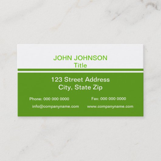 Eenvoudig groen en wit Visitekaartje (Voorkant)