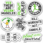 Eenvoudig Groen en Zwart Vegan Sticker (Voorkant)