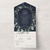 Eenvoudig groen Eucalyptus en marinevrouw All In One Uitnodiging (Binnen)