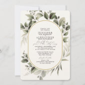 Eenvoudig groen Eucalyptus Ivory Golden Wedding Kaart (Voorkant)