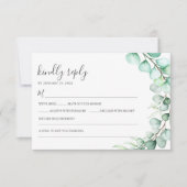 Eenvoudig groen Eucalyptus Leaves Wedding RSVP Kaartje (Voorkant)
