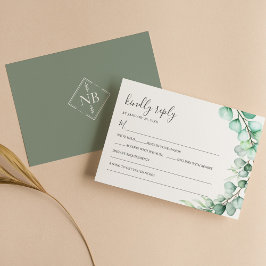 Eenvoudig groen Eucalyptus Leaves Wedding RSVP Kaartje
