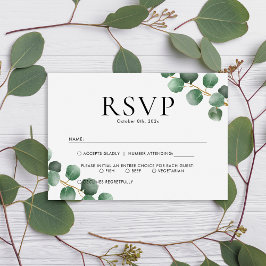Eenvoudig groen Eucalyptus Leaves Wedding RSVP Kaartje