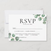 Eenvoudig groen Eucalyptus Leaves Wedding RSVP Kaartje (Voorkant)