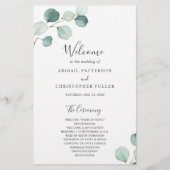 Eenvoudig groen Eucalyptus Rustic Wedding Programm (Voorkant)