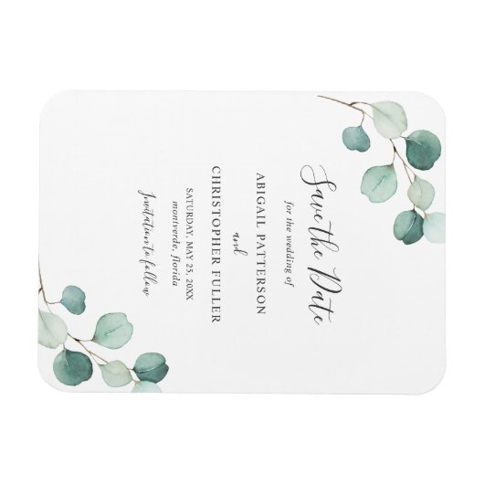 Eenvoudig groen Eucalyptus Weddenschap sparen de D Magneet (Horizontaal)