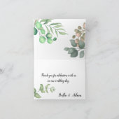Eenvoudig groen Floral Eucalyptus Weddenschap Bedankkaart (Binnen)
