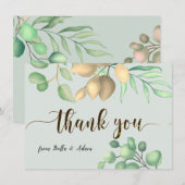 Eenvoudig groen Floral Eucalyptus Wedding Bedankkaart (Voorkant / Achterkant)