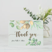 Eenvoudig groen Floral Eucalyptus Wedding Bedankkaart (Staand voorkant)