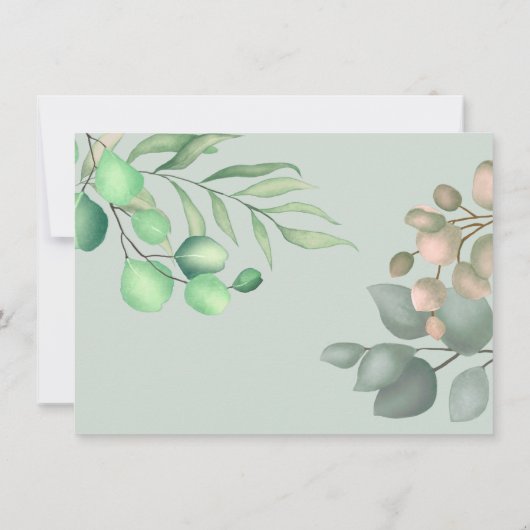 Eenvoudig groen Floral Eucalyptus Wedding Bedankkaart (Achterkant)