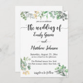 Eenvoudig groen Floral Eucalyptus Wedding Invitati Kaart (Voorkant / Achterkant)