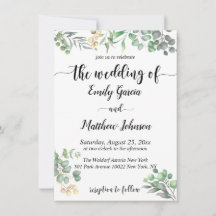 Eenvoudig groen Floral Eucalyptus Wedding Invitati
