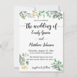 Eenvoudig groen Floral Eucalyptus Wedding Invitati Kaart