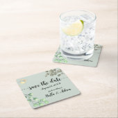 Eenvoudig groen Floral Eucalyptus Wedding Kartonnen Onderzetters (Insitu)