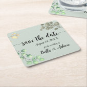 Eenvoudig groen Floral Eucalyptus Wedding Kartonnen Onderzetters (Schuin)