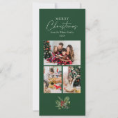 Eenvoudig groen gebladerte kerstfoto feestdagenkaart (Voorkant)