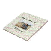 Eenvoudig groen glitter voeg je fotoverjaardag toe tegeltje (Zijkant)