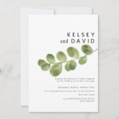 Eenvoudig groen goud eucalyptus bladeren bruiloft kaart (Voorkant)