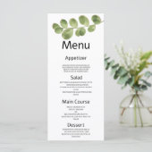 Eenvoudig groen goud eucalyptus bladeren Bruiloft  Programmakaart (Staand voorkant)