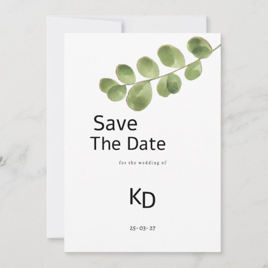 Eenvoudig groen goud eucalyptus bladeren Save The Kaart (Voorkant)